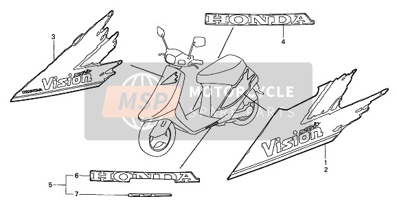 87160GY1650ZB, Mark Set, L. Side Cover *TYPE2 * (TYPE2 ), Honda, 0