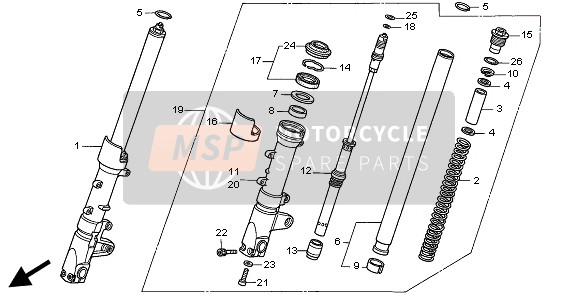 Honda VTR1000F 1997 Tenedor frontal para un 1997 Honda VTR1000F