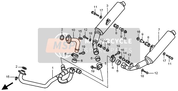 Honda VTR1000F 1997 EXHAUST MUFFLER for a 1997 Honda VTR1000F