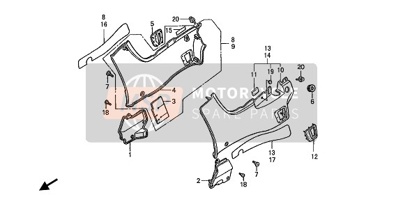 Honda ST1100 1993 Couvercle latéral pour un 1993 Honda ST1100