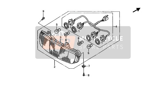 Honda ST1100 1993 Luce di combinazione posteriore per un 1993 Honda ST1100