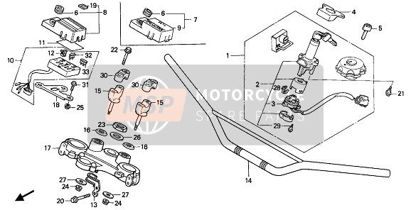 Honda XL600V 1993 HANDLE PIPE & TOP BRIDGE for a 1993 Honda XL600V