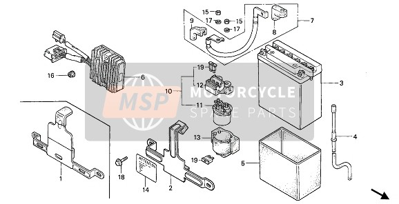 Honda XL600V 1993 Batterie pour un 1993 Honda XL600V