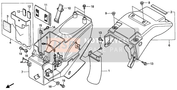 Honda XRV750 1993 Guardabarros trasero para un 1993 Honda XRV750