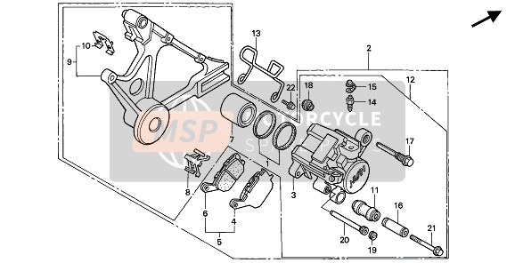 Honda CB750F2 1994 Étrier de frein arrière pour un 1994 Honda CB750F2