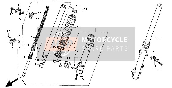 Honda XL600V 1997 Forcella anteriore per un 1997 Honda XL600V