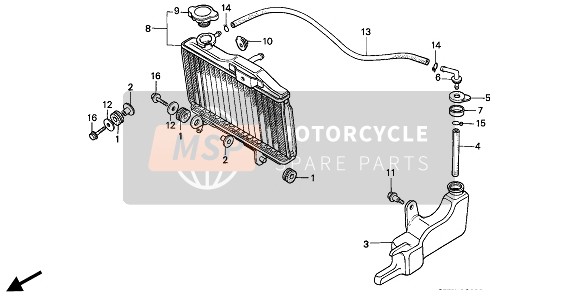 Honda NSR50S 1994 Radiator voor een 1994 Honda NSR50S