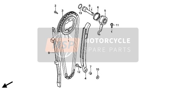 Honda NX650 1994 CAM CHAIN & TENSIONER for a 1994 Honda NX650