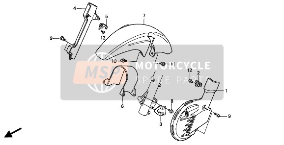 Honda NX650 1994 FRONT FENDER & FRONT DISK COVER for a 1994 Honda NX650