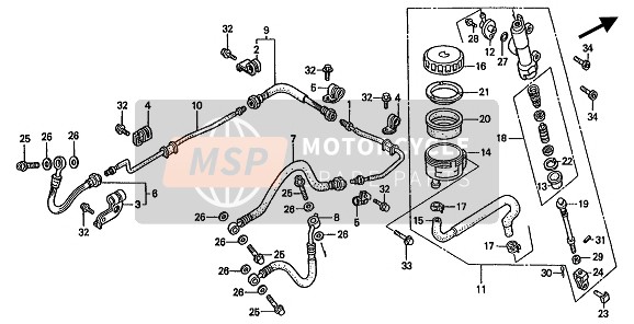 Honda ST1100A 1994 Cilindro maestro de freno trasero para un 1994 Honda ST1100A