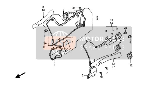 Honda ST1100A 1994 Couvercle latéral pour un 1994 Honda ST1100A