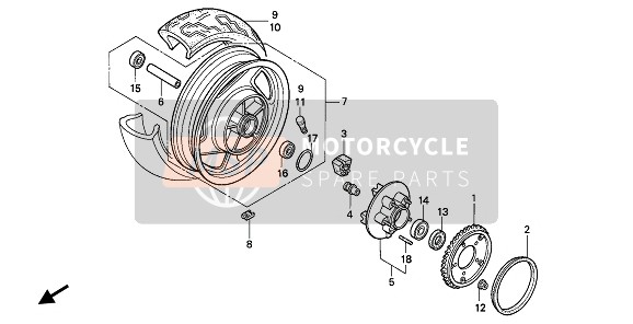 Honda VF750C 1994 REAR WHEEL for a 1994 Honda VF750C