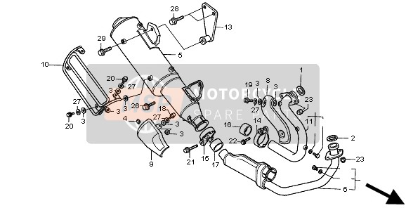 Honda XRV750 1997 Silencieux d'échappement pour un 1997 Honda XRV750