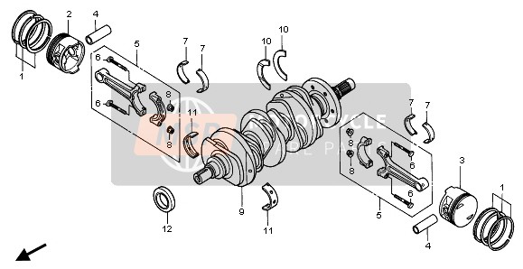 Honda GL1500A 1995 CRANKSHAFT & PISTON for a 1995 Honda GL1500A