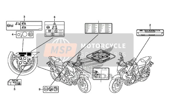 Honda CB1000RA 2014 Etiqueta de precaución para un 2014 Honda CB1000RA