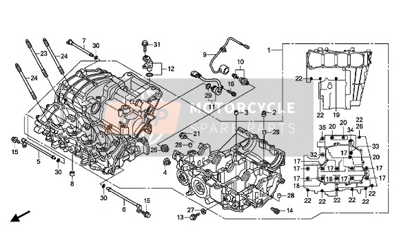 Honda CBR1000RR 2014 Caja Del Cigüeñal para un 2014 Honda CBR1000RR