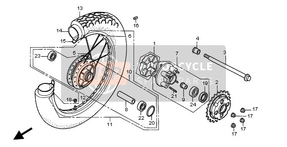 Honda CA125 1998 REAR WHEEL for a 1998 Honda CA125