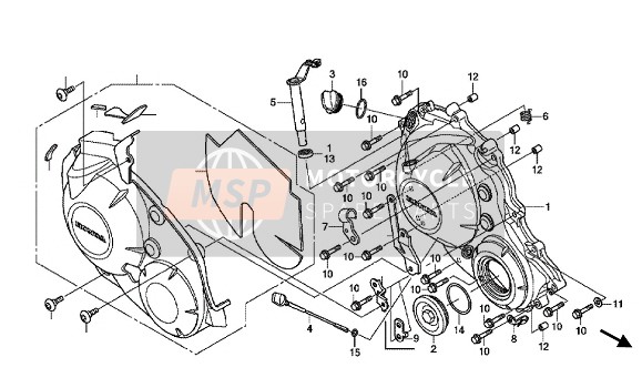 Honda CBR1000S SP 2014 RIGHT CRANKCASE COVER for a 2014 Honda CBR1000S SP