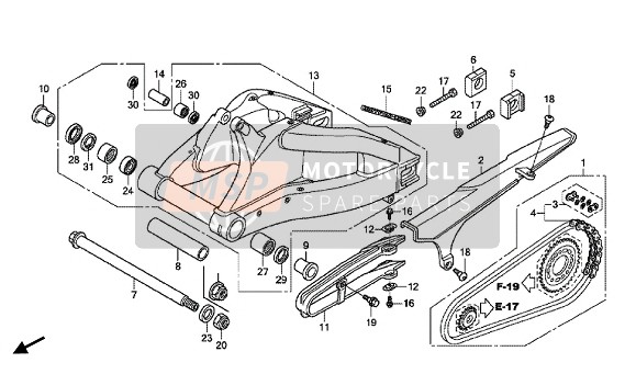 Honda CBR1000S SP 2014 Zwenkarm voor een 2014 Honda CBR1000S SP