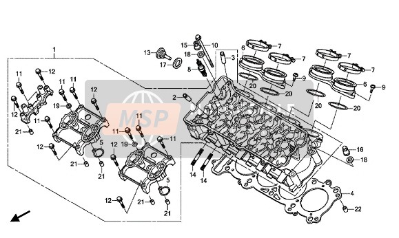 Honda CBR1000SA SP ABS 2014 Cilinderkop voor een 2014 Honda CBR1000SA SP ABS