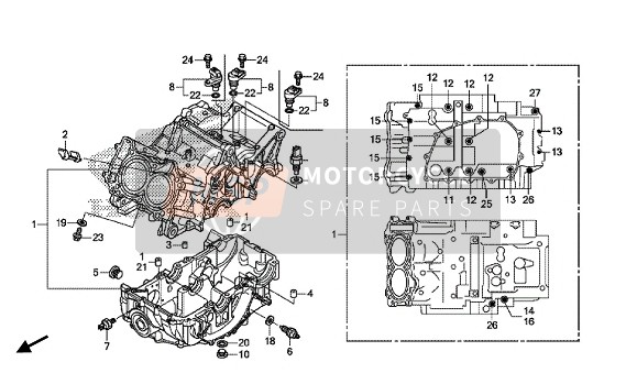 Honda CTX700NA ABS 2014 KURBELGEHÄUSE für ein 2014 Honda CTX700NA ABS