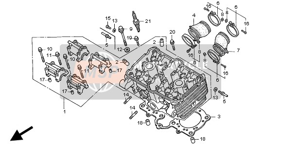 Honda CB500 1998 CYLINDER HEAD for a 1998 Honda CB500