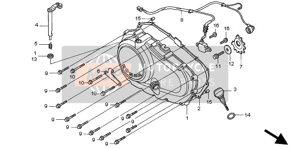 Honda CB500 1998 Tapa del cárter derecho para un 1998 Honda CB500