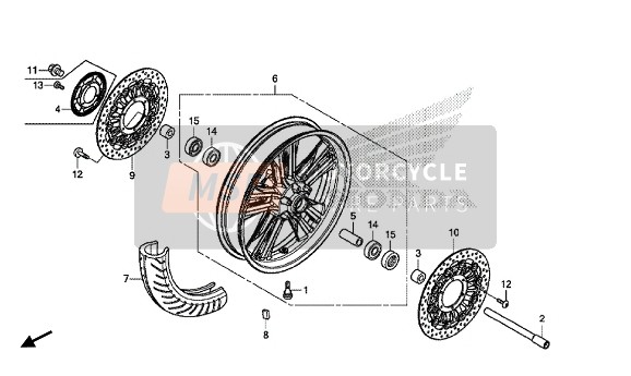 Honda CTX1300A ABS 2014 FRONT WHEEL for a 2014 Honda CTX1300A ABS