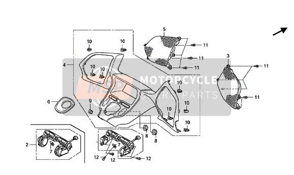 Honda GL1800 Goldwing 2014 Meter Paneel voor een 2014 Honda GL1800 Goldwing