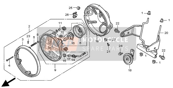 Honda CB500 1998 HEADLIGHT (EU) for a 1998 Honda CB500