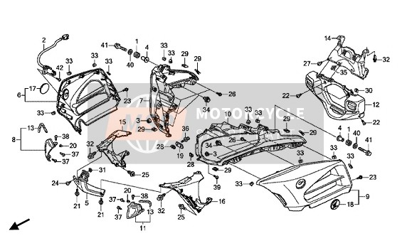 64290MCAS40ZF, Cowl Set, L. Middle (Wl) *R342C* (R342C Candy Prominence Red), Honda, 0