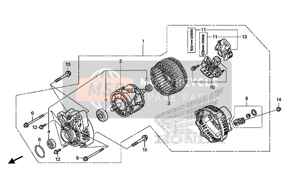 Honda GL1800C Goldwing 2014 Generator voor een 2014 Honda GL1800C Goldwing