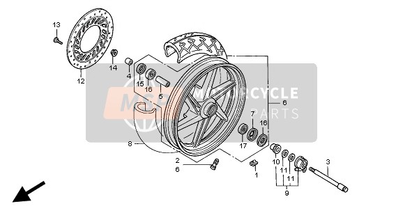 Honda CB500 1998 Ruota anteriore per un 1998 Honda CB500