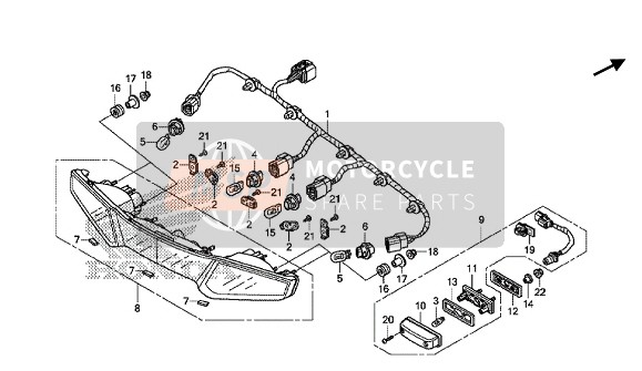 Honda GL1800F6B Goldwing 2014 Luce di combinazione posteriore per un 2014 Honda GL1800F6B Goldwing