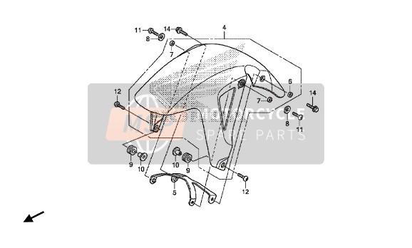 Honda NC700SD 2014 FRONT FENDER for a 2014 Honda NC700SD