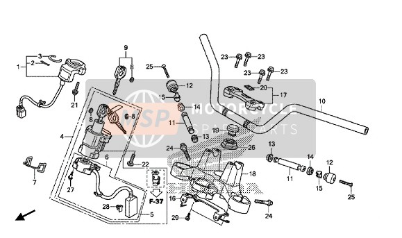 Honda NC700XD 2014 HANDLE PIPE & TOP BRIDGE for a 2014 Honda NC700XD