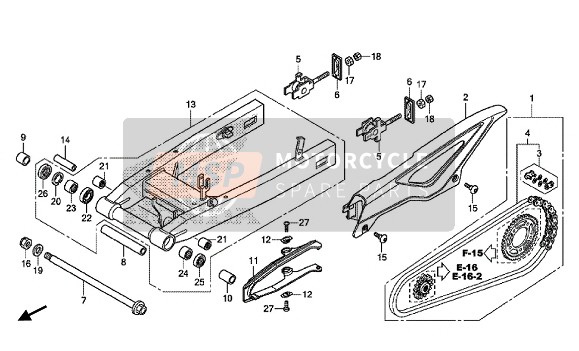 06406MJLD30, Antriebskette Satz (520-1, Honda, 1