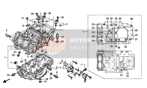 Honda NC750SD 2014 CRANKCASE for a 2014 Honda NC750SD