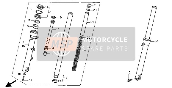 Honda CB500S 1998 Tenedor frontal para un 1998 Honda CB500S