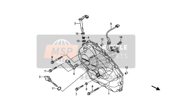 Honda NC750XA 2014 Coperchio carter destro per un 2014 Honda NC750XA