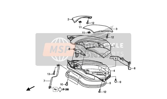 Honda NC750XD 2014 LUGGAGE LID for a 2014 Honda NC750XD