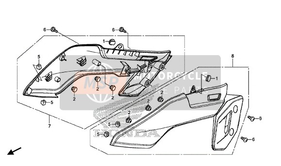 Honda VFR800F 2014 Cubierta lateral para un 2014 Honda VFR800F