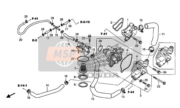 Honda VFR1200XDL Dual Clutch 2014 Waterpomp voor een 2014 Honda VFR1200XDL Dual Clutch