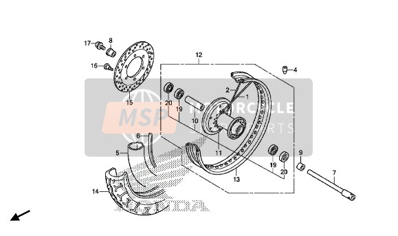 Honda VT750C2B 2014 FRONT WHEEL for a 2014 Honda VT750C2B