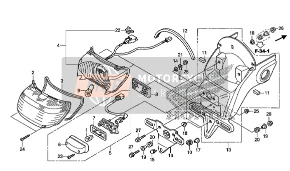 Honda VT750C2B 2014 Achterlicht voor een 2014 Honda VT750C2B