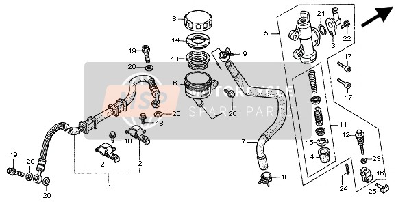 Honda CB600F 1998 REAR BRAKE MASTER CYLINDER for a 1998 Honda CB600F