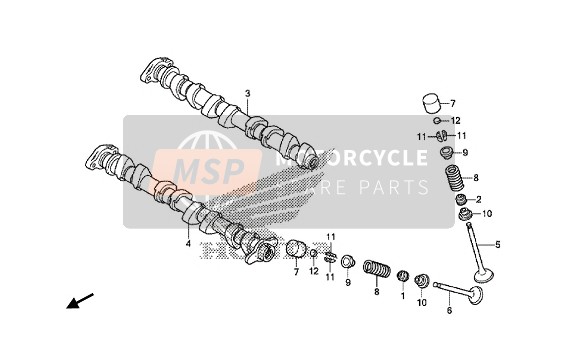 Honda CB1000RA 2015 Nokkenas & Klep voor een 2015 Honda CB1000RA