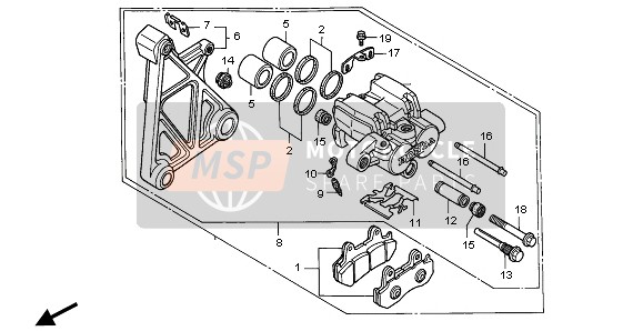 Honda GL1500A 1995 REAR BRAKE CALIPER for a 1995 Honda GL1500A