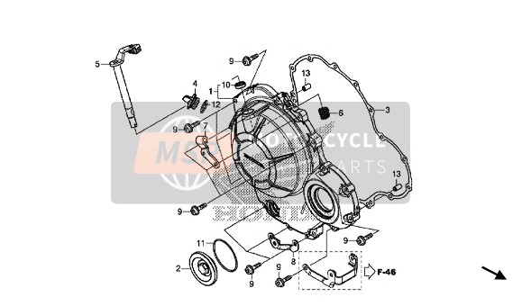 Honda CB500X 2015 Rechter carterdeksel voor een 2015 Honda CB500X