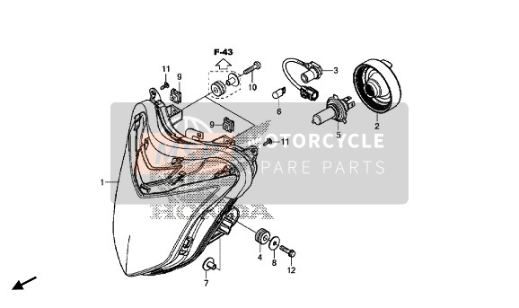 Honda CB500X 2015 Koplamp voor een 2015 Honda CB500X